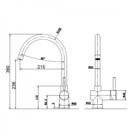 Кухонный смеситель Fabiano FKM 39 SS Antracit A-63